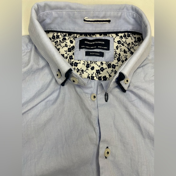 Denim & Flower Ricky Singh USA America Button Up Shirt Men's Size L Slim Fit - Picture 3 of 6